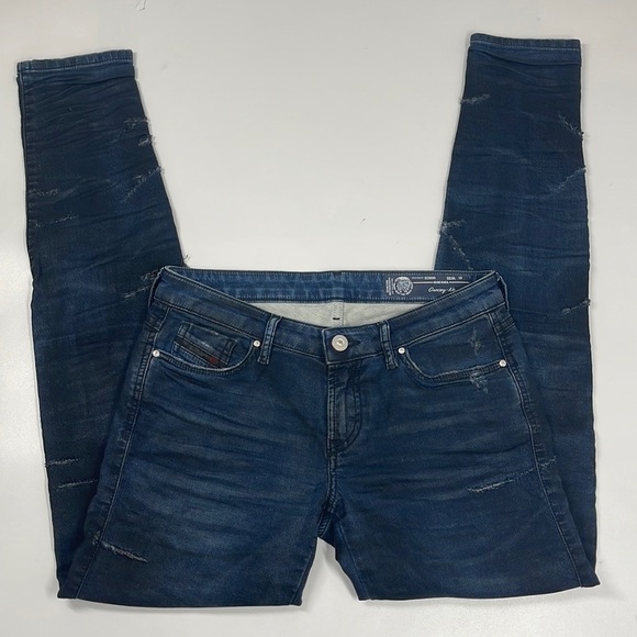 Diesel Gracey-Ne Dark Wash Skinny Jeans Low Rise Size 25 Distressed - Picture 1 of 10